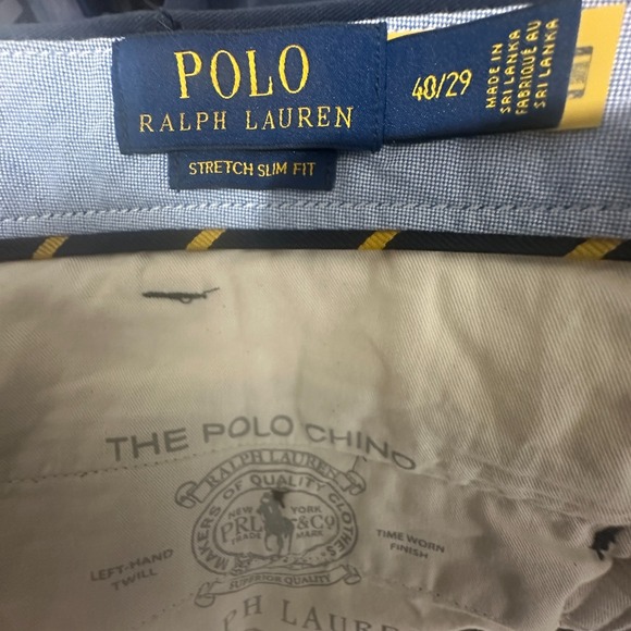 Polo Ralph Lauren Pants Stretch Slim Fit‎ Men's 40x29 Navy Blue Chinos Twill New - Picture 6 of 9
